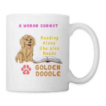 Bücher und Goldendoodle – Hundeliebhaber Frau Design - Tasse - Weiß - Rechts