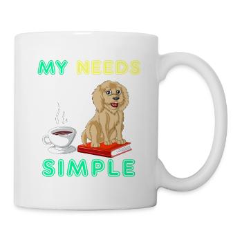 Bücher, Kaffee & Golden Doodle Vibes - Tasse - Weiß - Rechts