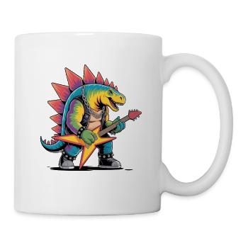 Punk Rock Stegosaurus Dinosaur Playing Guitar - Mug - white - Right