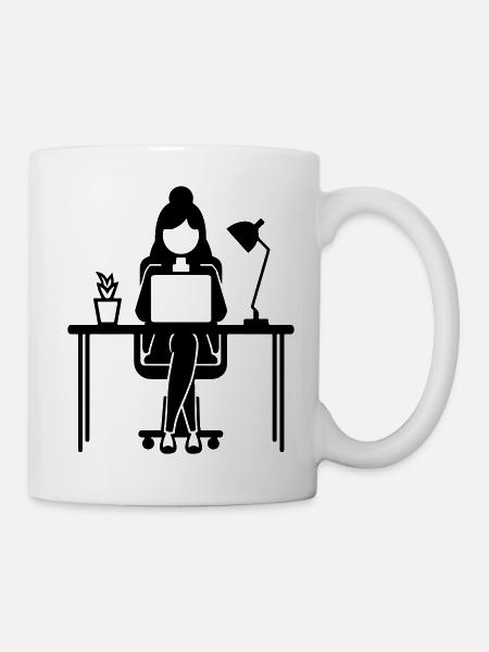 Arbeiter Frau Computer Job - Tasse - Weiß