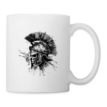 Spartaner Totenkopf Helm - Tasse - Weiß - Rechts
