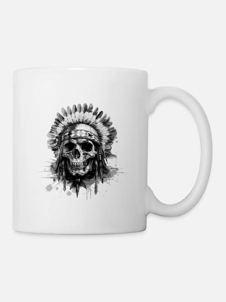 Indianer Häuptling Totenkopf - Tasse - Weiß