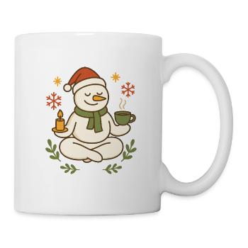 Schneemann Meditation Tee Weihnachten - Tasse - Weiß - Rechts