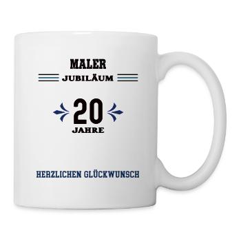 Maler 20 Jahre Jubiläum zwanzig jähriges Jubilaeum - Tasse - Weiß - Rechts