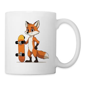 Waldfuchs mit Skateboard Motiv - Tasse - Weiß - Rechts
