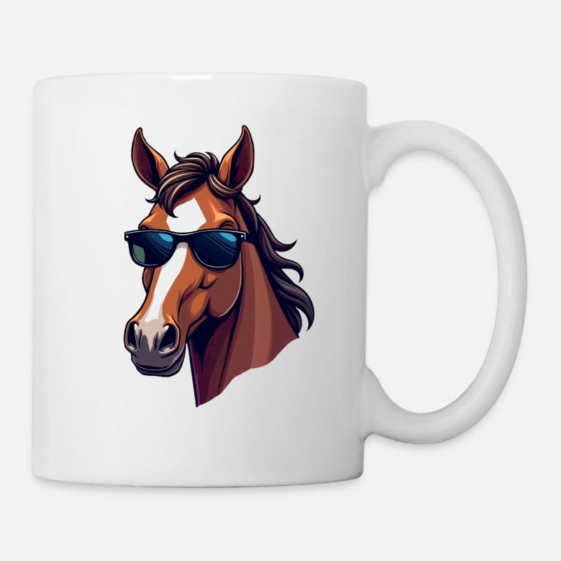 Cooles Pferd mit Sonnenbrille - Tasse - Weiß