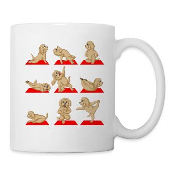 Funny Golden Doodle Dog Doing Yoga Poses Design - Mug - white - Right