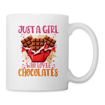 Mädchenliebe zu Schokolade mit Herzherz - Tasse - Weiß - Rechts
