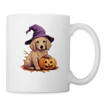 Halloween Sorcière Chapeau Citrouille Chien Doré Retriver - Mug blanc - blanc - Droite