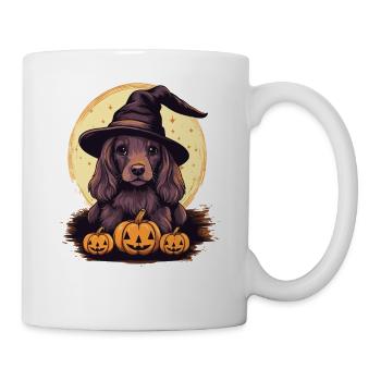 Halloween Witch Hat Pumpkin Dog Cocker Spaniel - Mug - white - Right