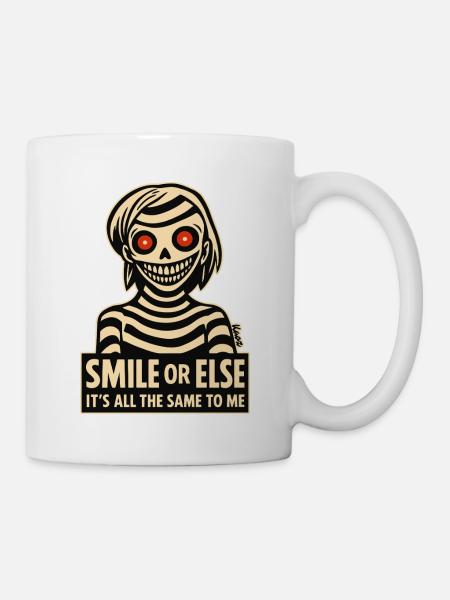 Skelettiges Lächeln mit Botschaft - Tasse - Weiß
