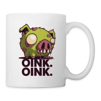 Conception de dessin animé de cochon zombie effrayant - Mug blanc - blanc - Droite