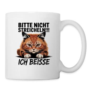Motif chat haut avec s’il vous plaît ne pas caresser - Mug blanc - blanc - Droite