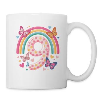 Papillon arc-en-ciel 9e anniversaire fille - Mug blanc - blanc - Droite