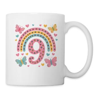 Papillon arc-en-ciel 9e anniversaire fille - Mug blanc - blanc - Droite