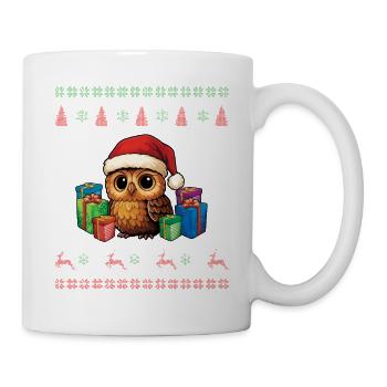 Santa Ugly Christmas Eule - Tasse - Weiß - Rechts