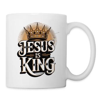 Jesus als König mit Krone Design - Tasse - Weiß - Rechts