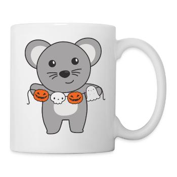 Maus Happy Halloween Kürbis Geist Kostüm - Tasse - Weiß - Rechts