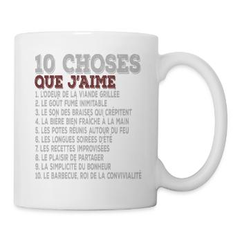 10 choses que j’aime Barbecue, grillades - Mug blanc - blanc - Droite