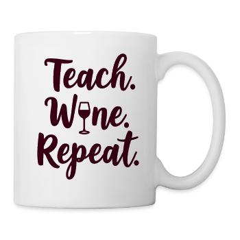 Enseigner. Vin. Répéter. Mot du professeur - Mug blanc - blanc - Droite