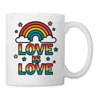 Bunter Regenbogen mit Liebesbotschaft - Tasse - Weiß - Rechts
