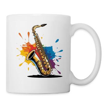 Expressionistische Saxophon Kunstdruck - Tasse - Weiß - Rechts