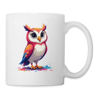 Verspielte bunte Eule Illustration - Tasse - Weiß - Rechts