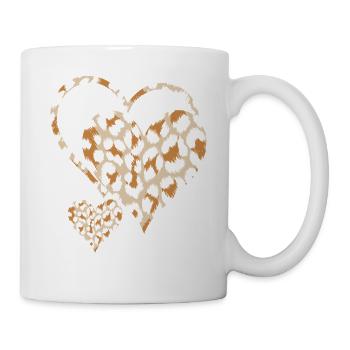 Leopardenmuster Herz Design - Tasse - Weiß - Rechts