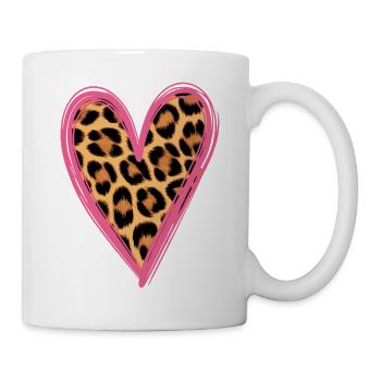 Leopard Muster Herz Design - Tasse - Weiß - Rechts