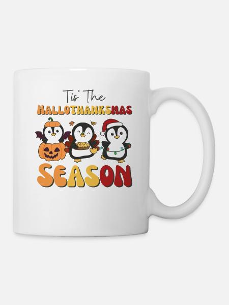 Tis' the Hallothanksmas Season Pinguin - Tasse - Weiß