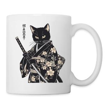 Samurai Cat – Modern Japanese Style - Mug - white - Right