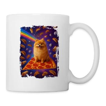 Puppy pizza with rainbow in space - Mug - white - Right