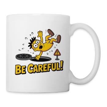 Animierte Warnfigur Vorsichtiges Design - Tasse - Weiß - Rechts