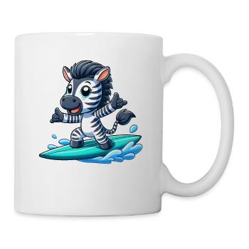 Süßes Zebra Surfer Surfbrett Wellenreiten Sommer - Tasse - Weiß - Rechts