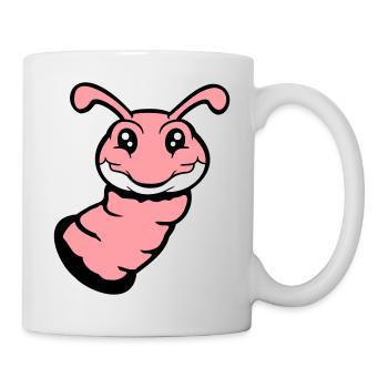 Caterpillar peeks out of hole smiles sweet worm comic fun - Mug - white - Right