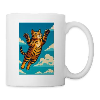 Fette fliegende Tigerkatze Illustratio, Liebeskatzen - Tasse - Weiß - Rechts