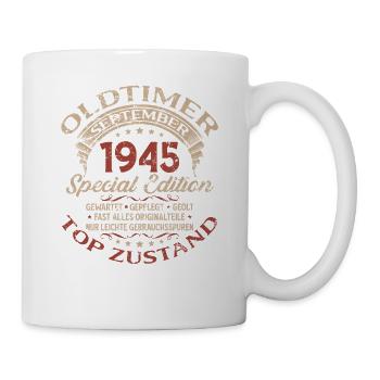 80th birthday gift vintage car September 1945 - Mug - white - Right