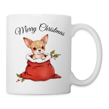Chihuahua im Geschenkesack – Merry Christmas - Tasse - Weiß - Rechts