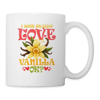 Liebevolle Vanille Blumen Illustration - Tasse - Weiß - Rechts
