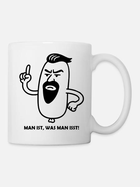Man ist, was man isst! in WUNSCHFARBE - Tasse - Weiß