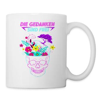 Neon Flowers Skull - Les pensées sont libres - Mug blanc - blanc - Droite