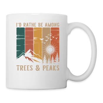 Retro Nature Mountains Silhouette Saying Hiking - Mug - white - Right