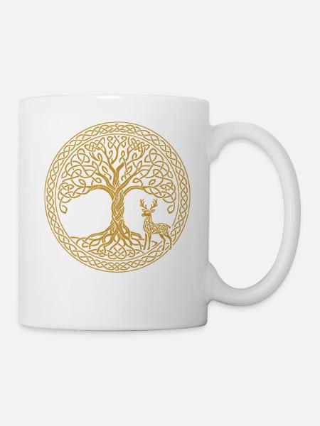 Baum Des Lebens Hirsch Symbol Achtsamkeit - Tasse - Weiß