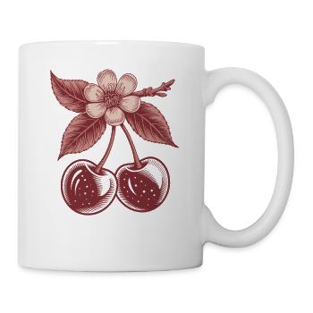 oho Retro Kirsche & Blüte Vintage-Illustration - Tasse - Weiß - Rechts
