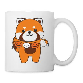 Red Panda Happy Halloween Pumpkin Ghost Costume - Mug - white - Right