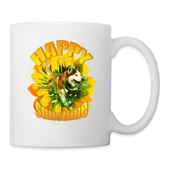 Happiness Dog Sunflower Design - Tasse - Weiß - Rechts