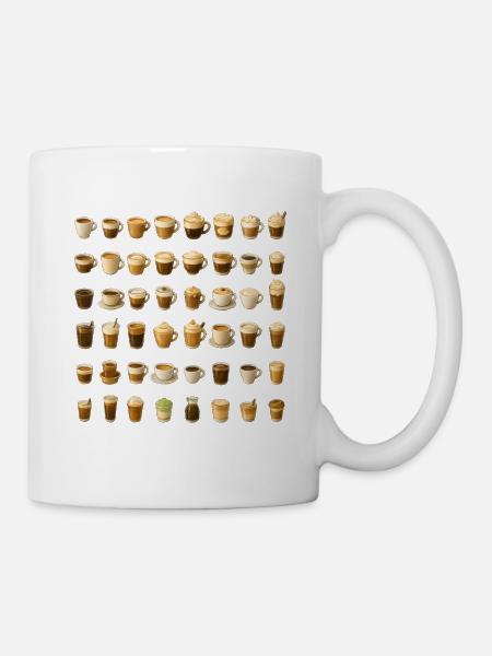 Verschiedene Kaffee-Getränke - Tasse - Weiß