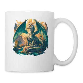 Drachen Drache - Tasse - Weiß - Rechts