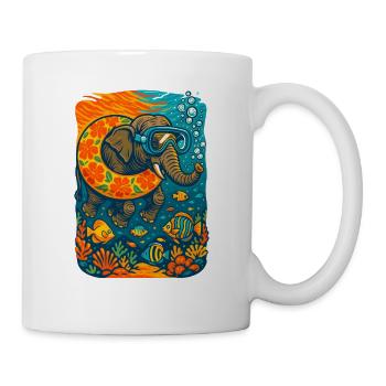 Illustration vibrante d'éléphant sous-marin - Mug blanc - blanc - Droite