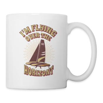 Segelboot; Katamaran mit inspirierendem Motto - Tasse - Weiß - Rechts